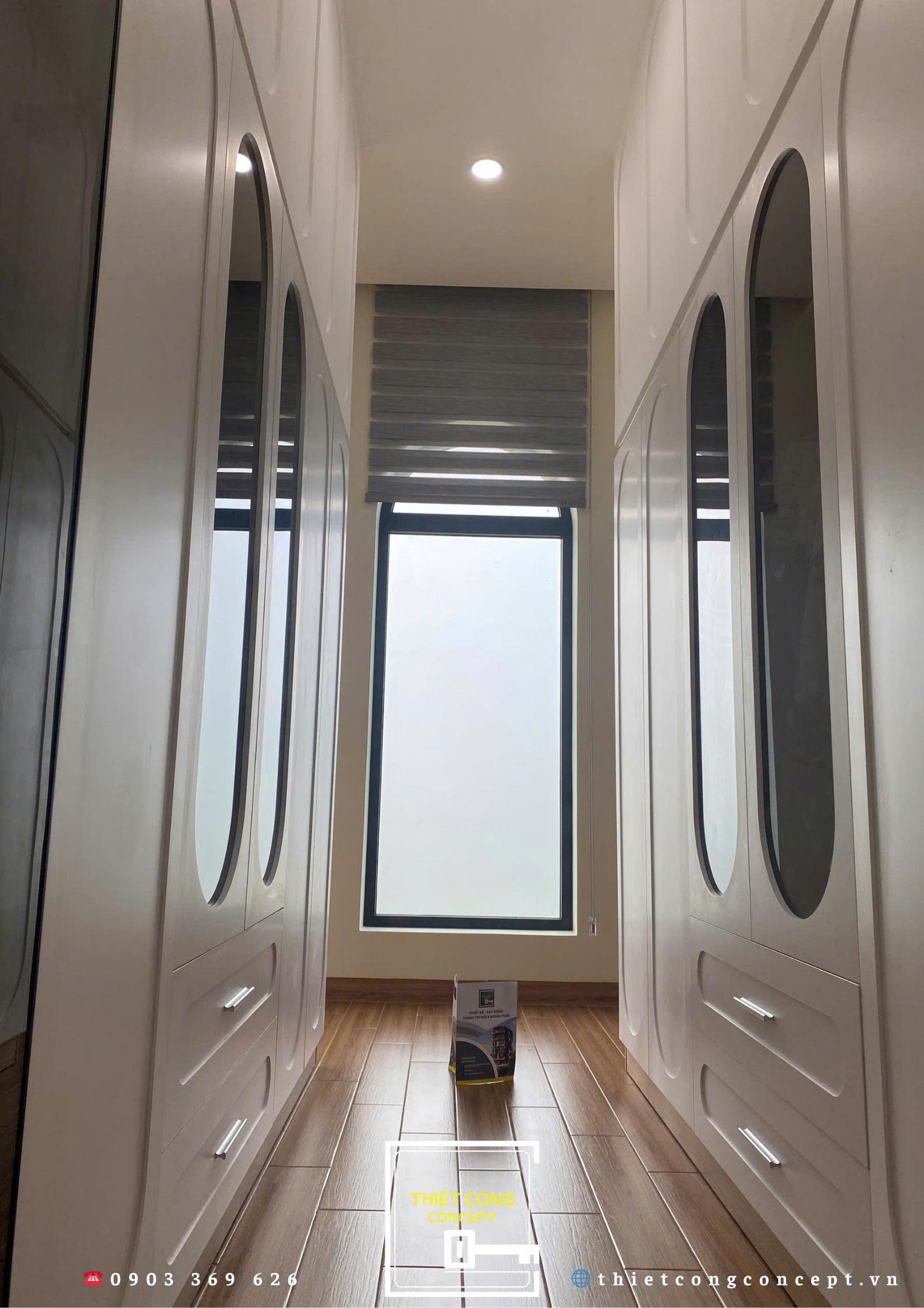 BỐ TRÍ TỦ QUẦN ÁO SONG SONG KẾT HỢP LẤY SÁNG 