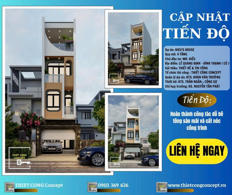 CẬP NHẬT TIẾN ĐỘ CÔNG TRÌNH NHÀ PHỐ HIỆN ĐẠI HIEU'S HOUSE - TCC BÌNH THẠNH