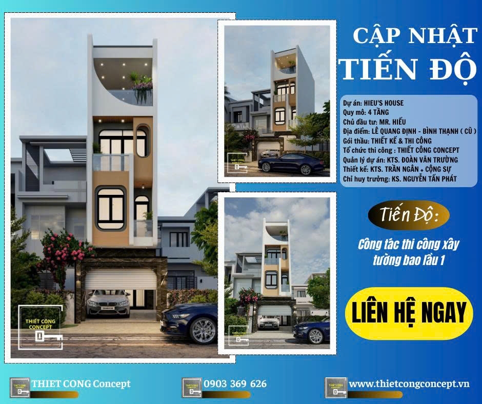 CẬP NHẬT TIẾN ĐỘ CÔNG TRÌNH NHÀ PHỐ HIỆN ĐẠI HIEU'S HOUSE - TCC BÌNH THẠNH