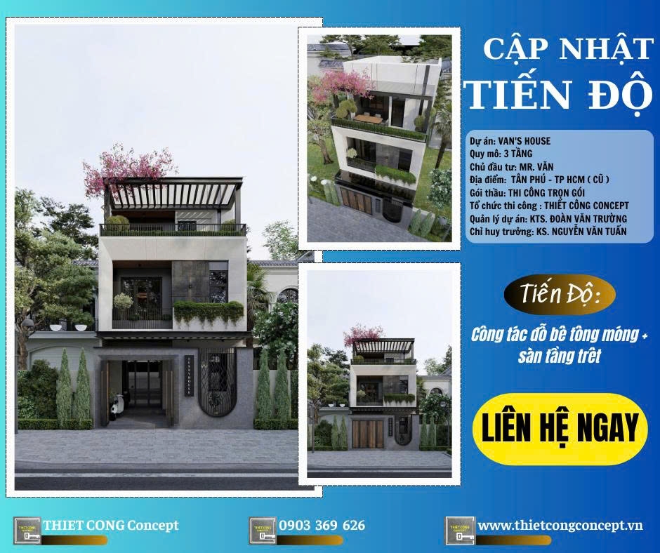CẬP NHẬT TIẾN ĐỘ CÔNG TRÌNH NHÀ PHỐ HIỆN ĐẠI VAN'S HOUSE - TCC TÂN PHÚ