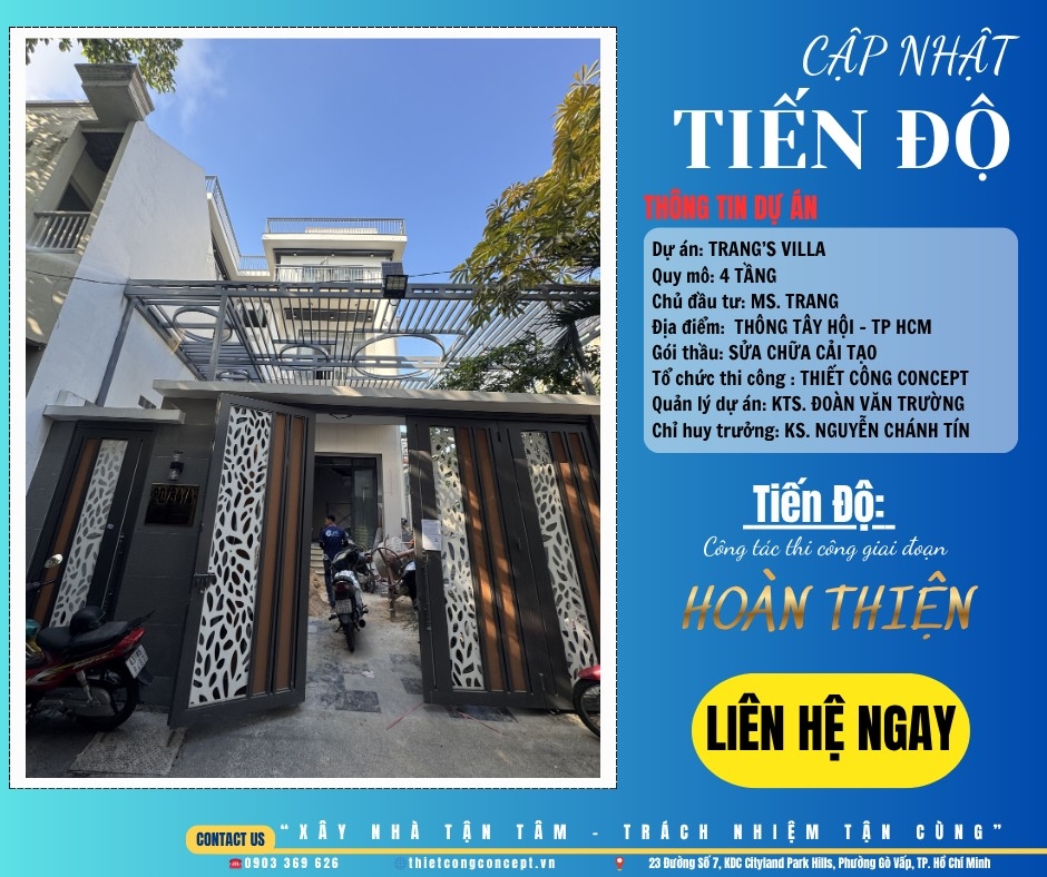 CẬP NHẬT TIẾN ĐỘ CÔNG TRÌNH SỬA CHỮA BIỆT THỰ HIỆN ĐẠI TRANG'S VILLA 2026 | TCC GO VAP