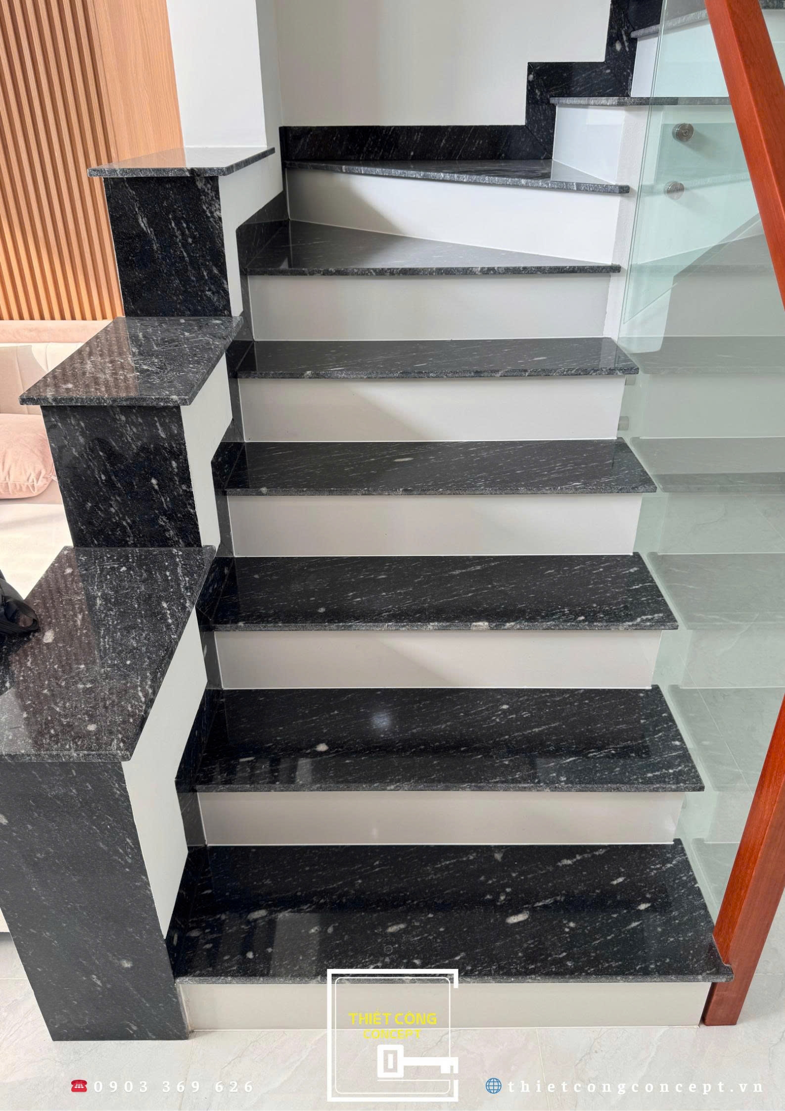 MẪU ĐÁ CẦU THANG & ĐÁ ỐP THANG MÁY TẠI QUOC'S HOUSE 2025