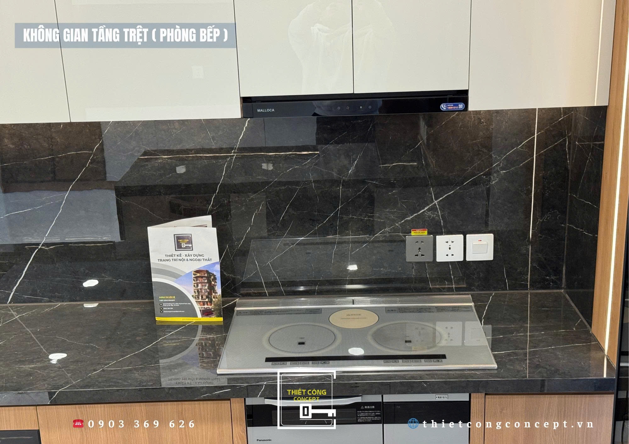 MẪU TỦ BẾP GỖ MẶT ĐÁ TỰ NHIÊN CAO CẤP TẠI QUOC'S HOUSE 2025