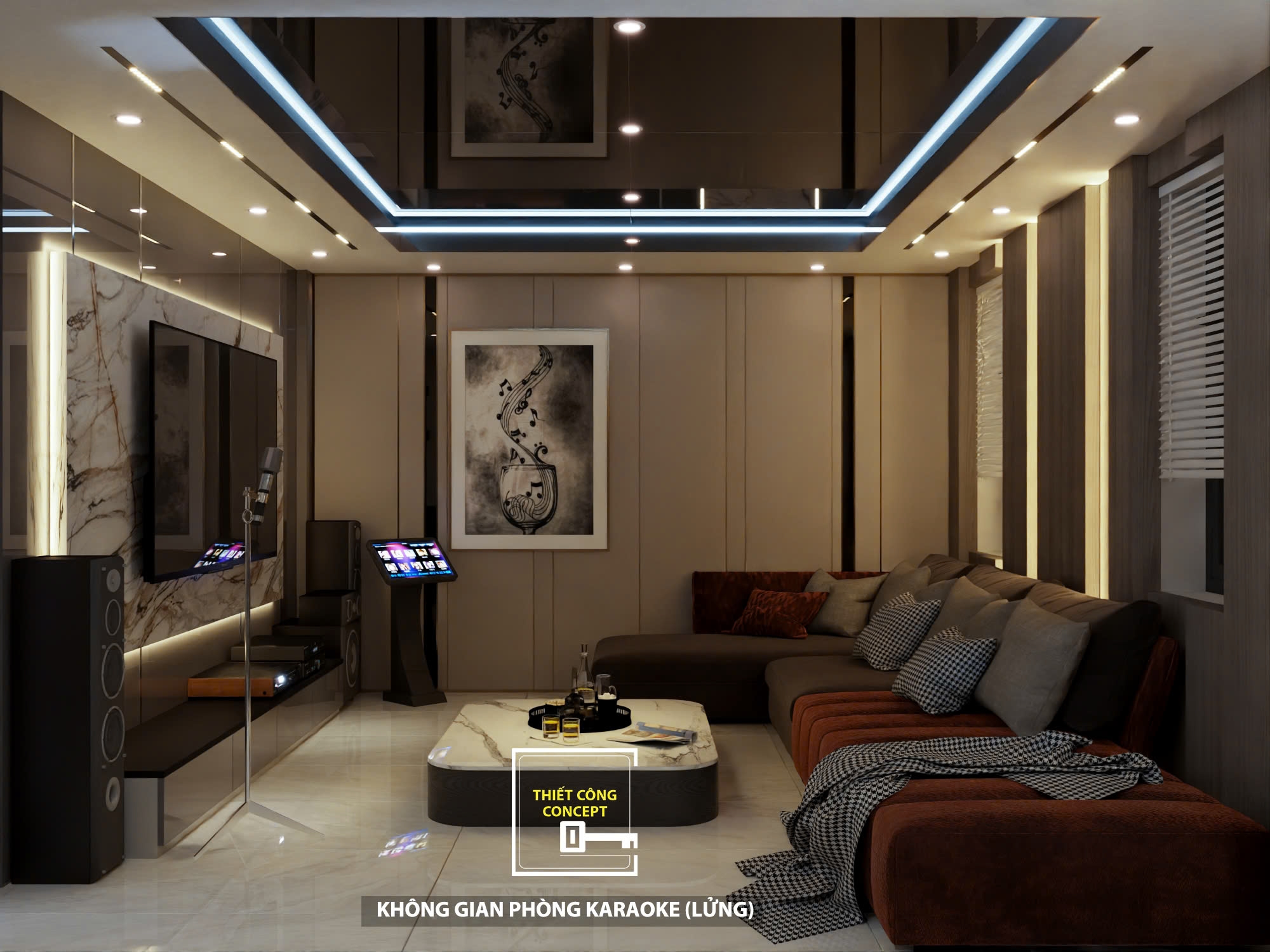 MẪU THIẾT KẾ KHÔNG GIAN PHÒNG KARAOKE DỰ ÁN Q'S HOUSE - Q7
