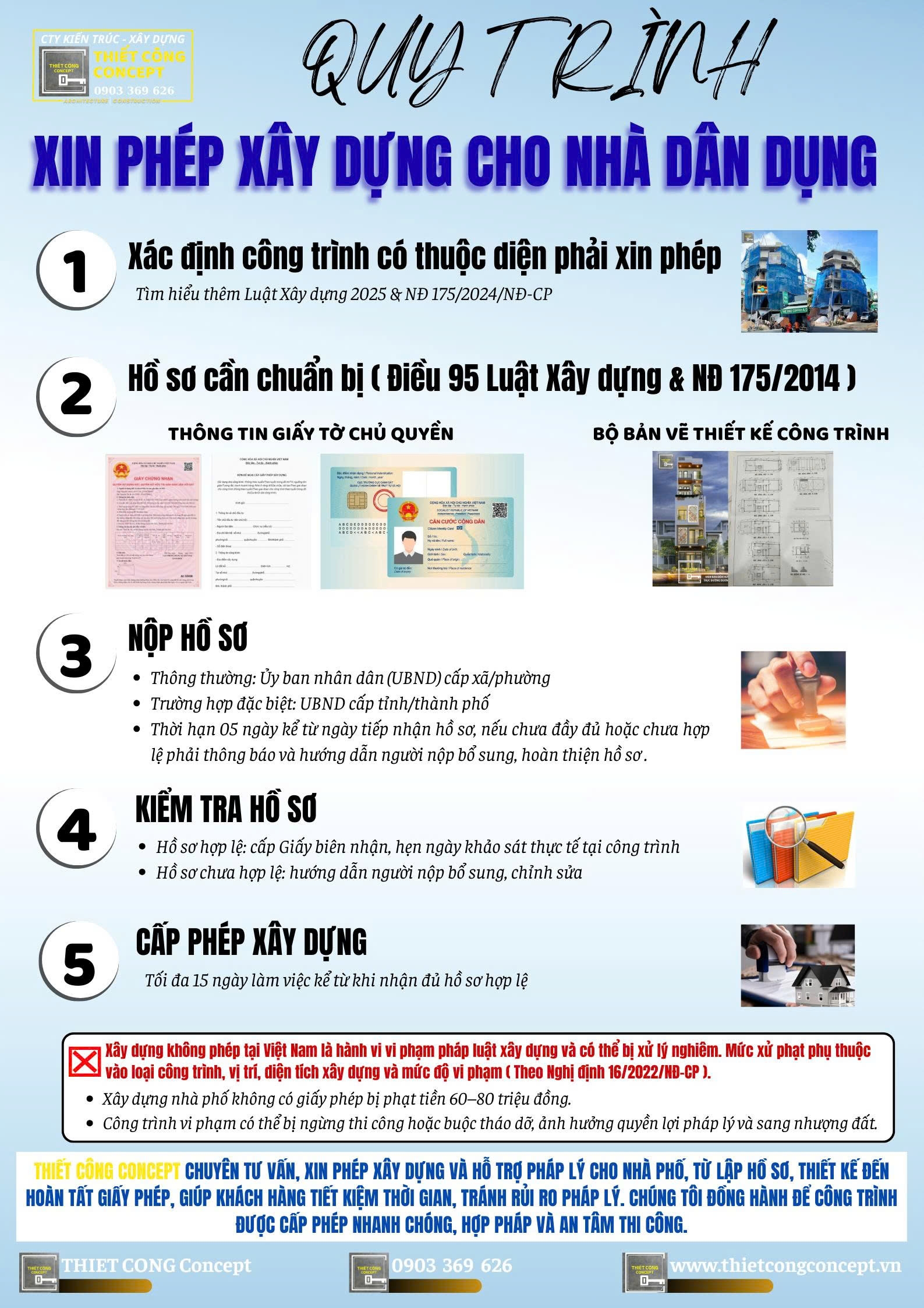 Quy trình xin phép xây dựng cho nhà dân dụng – Cách Thiết Công Concept đồng hành từ pháp lý đến khởi công